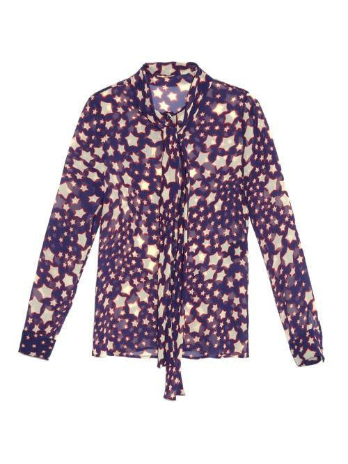 Saint Laurent Star-print Silk-chiffon Blouse