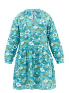 Matchesfashion.com D'ascoli - Lulu Tie-neck Floral-print Cotton Dress - Womens - Blue Print