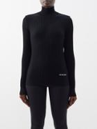 Moncler - Contrast-sleeve Ribbed Wool Sweater - Womens - Black White