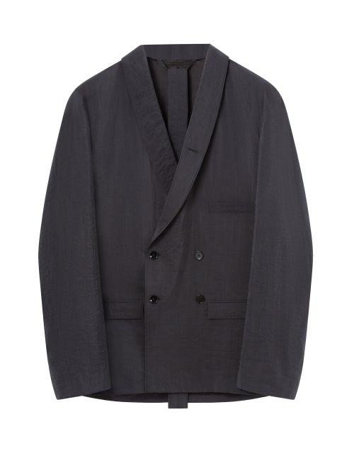 Lemaire - Double-breasted Crepe Suit Jacket - Mens - Dark Grey