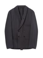 Lemaire - Double-breasted Crepe Suit Jacket - Mens - Dark Grey