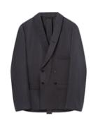 Lemaire - Double-breasted Crepe Suit Jacket - Mens - Dark Grey