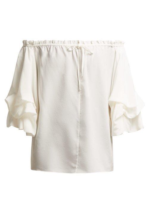 Matchesfashion.com Diane Von Furstenberg - Georganne Off The Shoulder Silk Top - Womens - Ivory