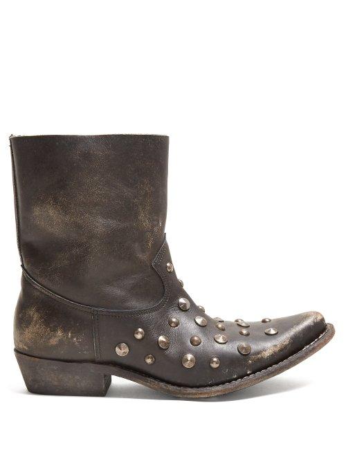 Matchesfashion.com Golden Goose Deluxe Brand - Tribute Studded Leather Ankle Boots - Womens - Black