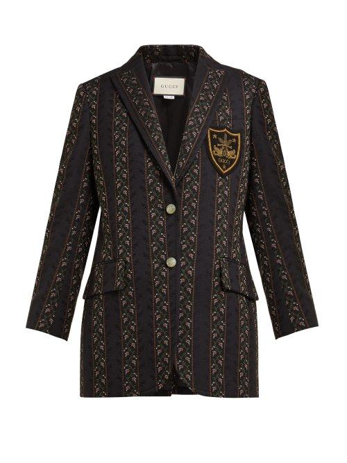 Matchesfashion.com Gucci - Single Breasted Wool Blend Blazer - Womens - Black Multi