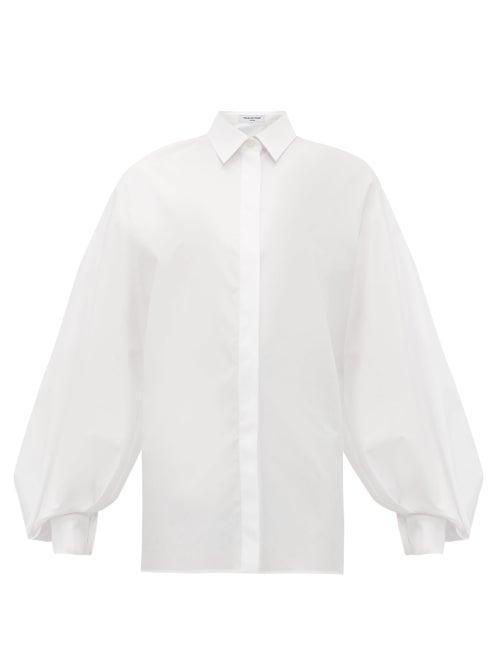 Matchesfashion.com Franoise - Bishop Sleeve Cotton Poplin Shirt - Womens - White