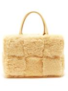 Bottega Veneta - The Arco Small Leather And Shearling Tote Bag - Womens - Beige