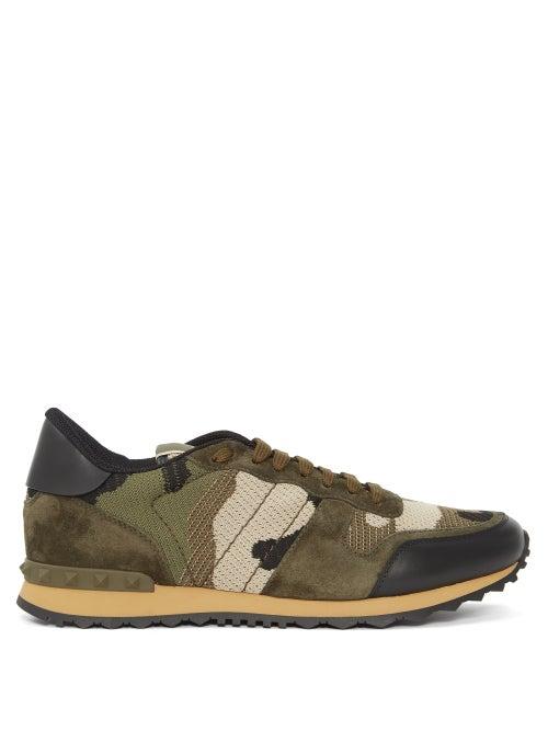 Valentino Garavani - Rockrunner Suede And Mesh Trainers - Mens - Multi