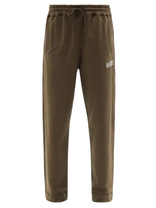 Ladies Rtw Ganni - Software Organic Cotton-blend Track Pants - Womens - Khaki