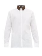 Matchesfashion.com Fendi - Ff Jacquard Cotton Poplin Shirt - Mens - White