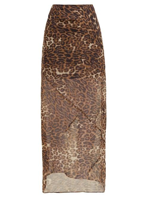 Matchesfashion.com Nili Lotan - Ella Leopard Print Chiffon Slip Skirt - Womens - Leopard