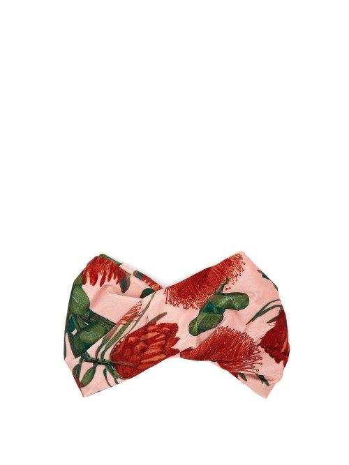 Matchesfashion.com Adriana Degreas - Fiore Floral Print Satin Turban - Womens - Pink