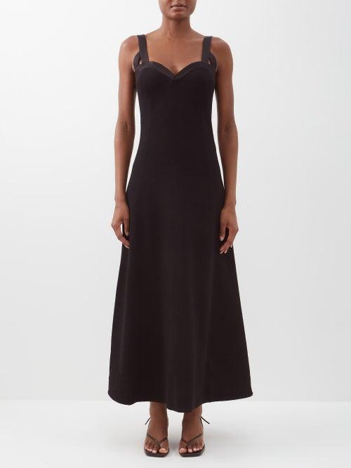 Jil Sander - Sweetheart-neck Cotton-blend Boucl-jersey Dress - Womens - Black