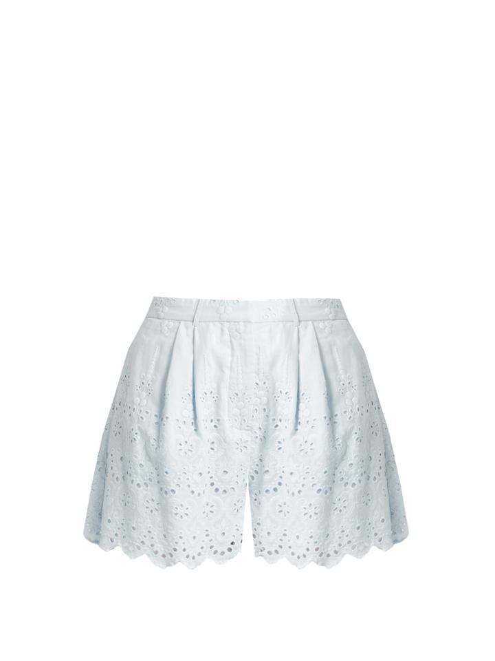Zimmermann Broderie-anglaise Cotton And Silk-blend Shorts