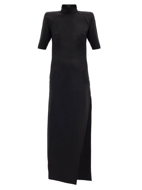 Matchesfashion.com The Attico - Side-slit Roll-neck Jersey Dress - Womens - Black