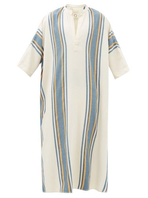 Marrakshi Life - Striped Cotton Kaftan - Mens - Cream Multi