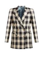 Matchesfashion.com Blaz Milano - Pequod Double Breasted Check Linen Blazer - Womens - Black White