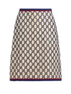 Matchesfashion.com Gucci - Gg Cotton Blend Macram Skirt - Womens - White Multi