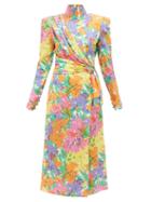 Matchesfashion.com Alessandra Rich - Belted Silk-jacquard Midi Dress - Womens - Multi