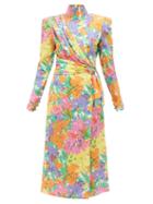 Matchesfashion.com Alessandra Rich - Belted Silk-jacquard Midi Dress - Womens - Multi