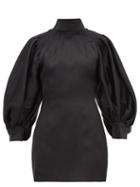 Matchesfashion.com Elzinga - Balloon Sleeve Silk Organza Mini Dress - Womens - Black