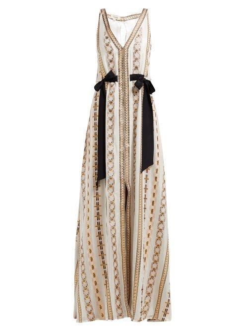 Matchesfashion.com Temperley London - Spirit Ribbon Satin Maxi Dress - Womens - Pink Multi