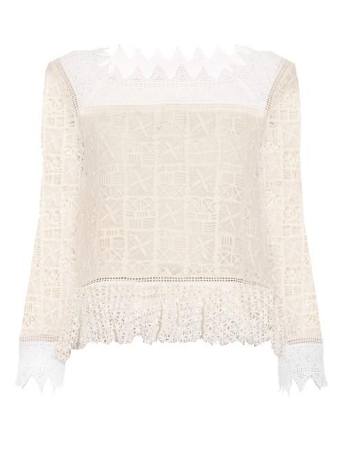 Rebecca Taylor Crochet-lace Square-neck Top