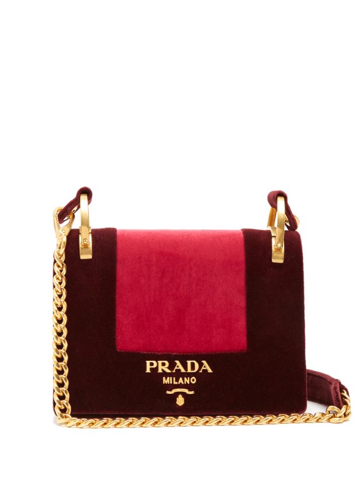Prada Pattine Velvet Shoulder Bag