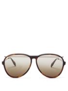 Matchesfashion.com Alexander Mcqueen - Aviator Frame Sunglasses - Mens - Tortoiseshell