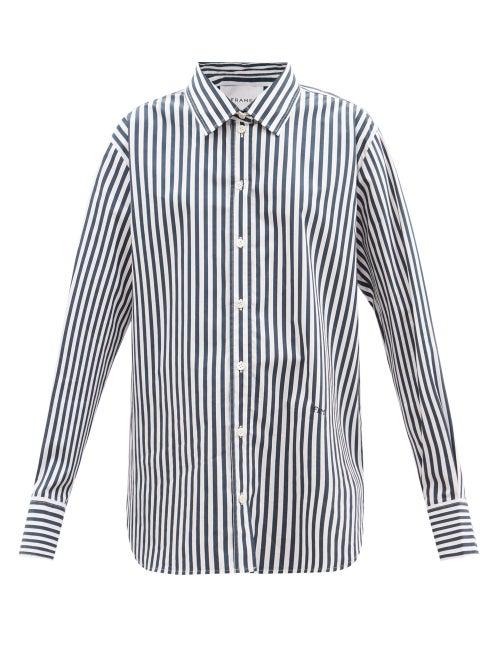 Frame - X Ilona Hamer Striped Organic-cotton Shirt - Womens - Navy Stripe