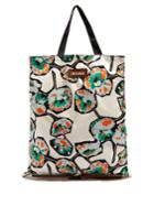 Marni Self-stowing Coated-poplin And Leather Tote