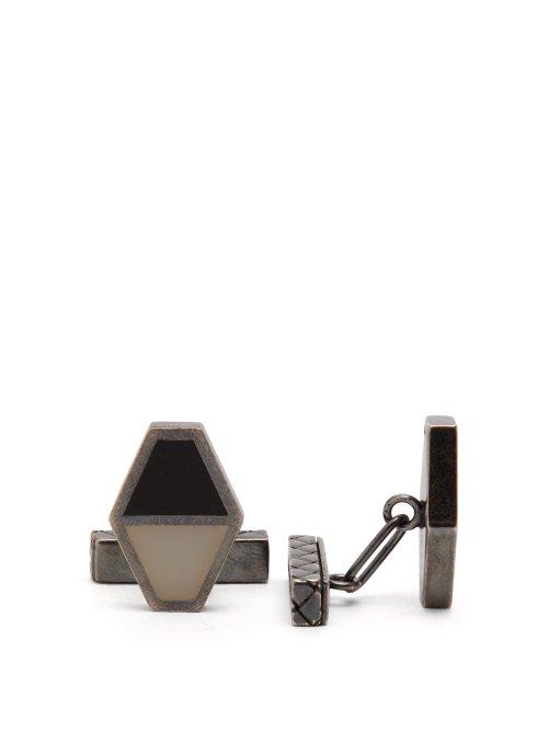 Matchesfashion.com Bottega Veneta - Bi Colour Sterling Silver Cufflinks - Mens - Silver Multi