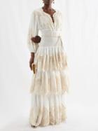 Zimmermann - Tiered Voile And Macram-lace Maxi Dress - Womens - Ivory