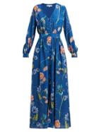 Matchesfashion.com Borgo De Nor - Francesca Floral Print Crepe Dress - Womens - Blue Print