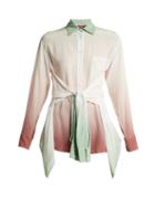 Matchesfashion.com Sies Marjan - Nellie Double Sleeve Ombr Silk Shirt - Womens - Green Multi