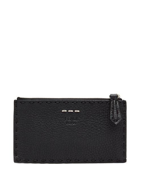 Matchesfashion.com Fendi - Grained Leather Cardholder - Mens - Black