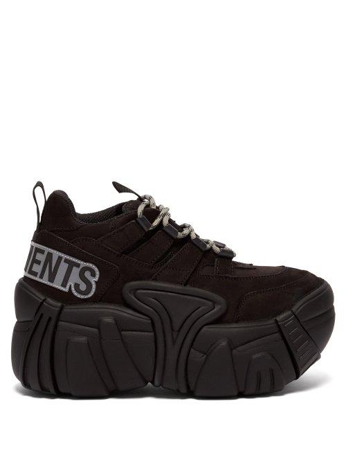 Matchesfashion.com Vetements - X Swear Suede Platform Trainers - Womens - Black