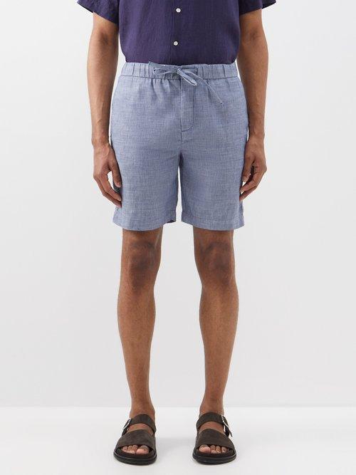 Frescobol Carioca - Felipe Drawstring-waist Linen-blend Shorts - Mens - Blue