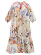Zimmermann - Prima Puffed-sleeve Floral-print Midi Dress - Womens - Floral
