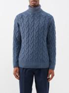 Thom Sweeney - Cable-knit Merino-blend Roll-neck Sweater - Mens - Blue