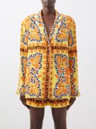 Valentino - Mini Bandana-print Silk Crepe De Chine Shirt - Womens - Orange Multi