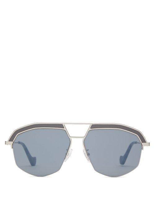 Matchesfashion.com Loewe - Geometrical Aviator Metal Sunglasses - Womens - Silver