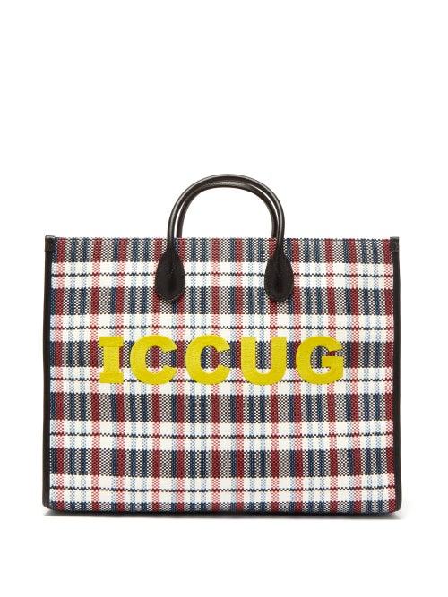 Mens Bags Gucci - Reverse Logo-print Faux-raffia Tote Bag - Mens - Multi