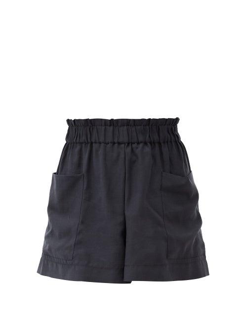 Matchesfashion.com Casa Raki - Emilia High-rise Organic-linen Shorts - Womens - Black