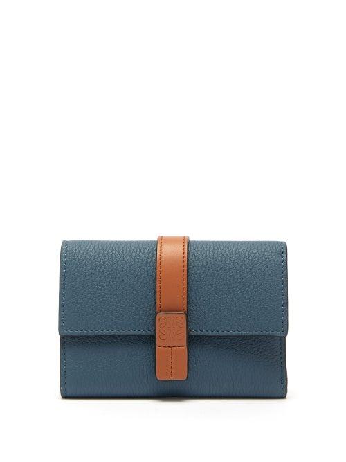 Matchesfashion.com Loewe - Vertical Small Grained Leather Wallet - Womens - Blue Multi
