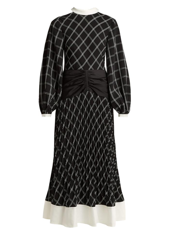 Self-portrait Check-print Midi Dress