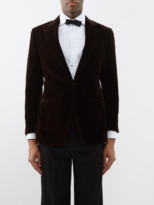 Thom Sweeney - Single-breasted Cotton-velvet Blazer - Mens - Brown