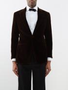 Thom Sweeney - Single-breasted Cotton-velvet Blazer - Mens - Brown