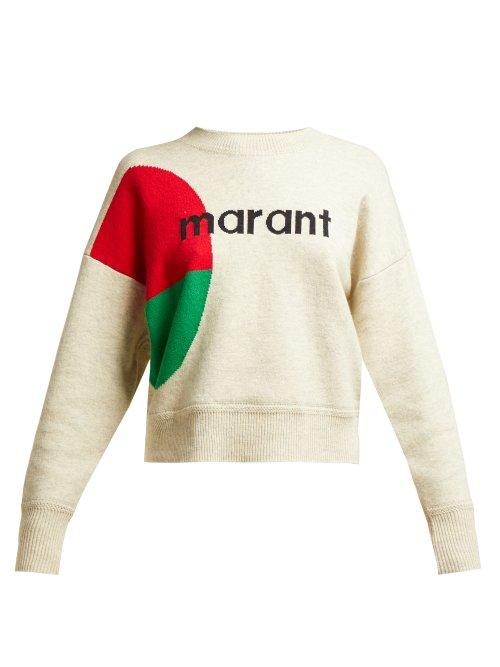 Matchesfashion.com Isabel Marant Toile - Korbin Logo Intarsia Sweater - Womens - Grey Multi