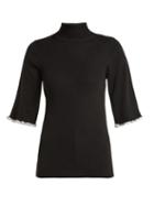 Matchesfashion.com See By Chlo - Metallic Trim Short Sleeved Wool Sweater - Womens - Black